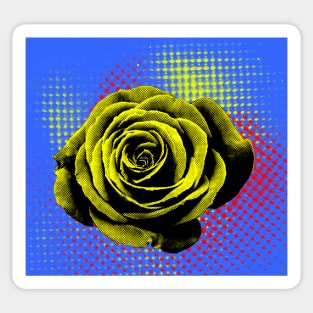 Rose, yellow, blue, green, pop art Sticker